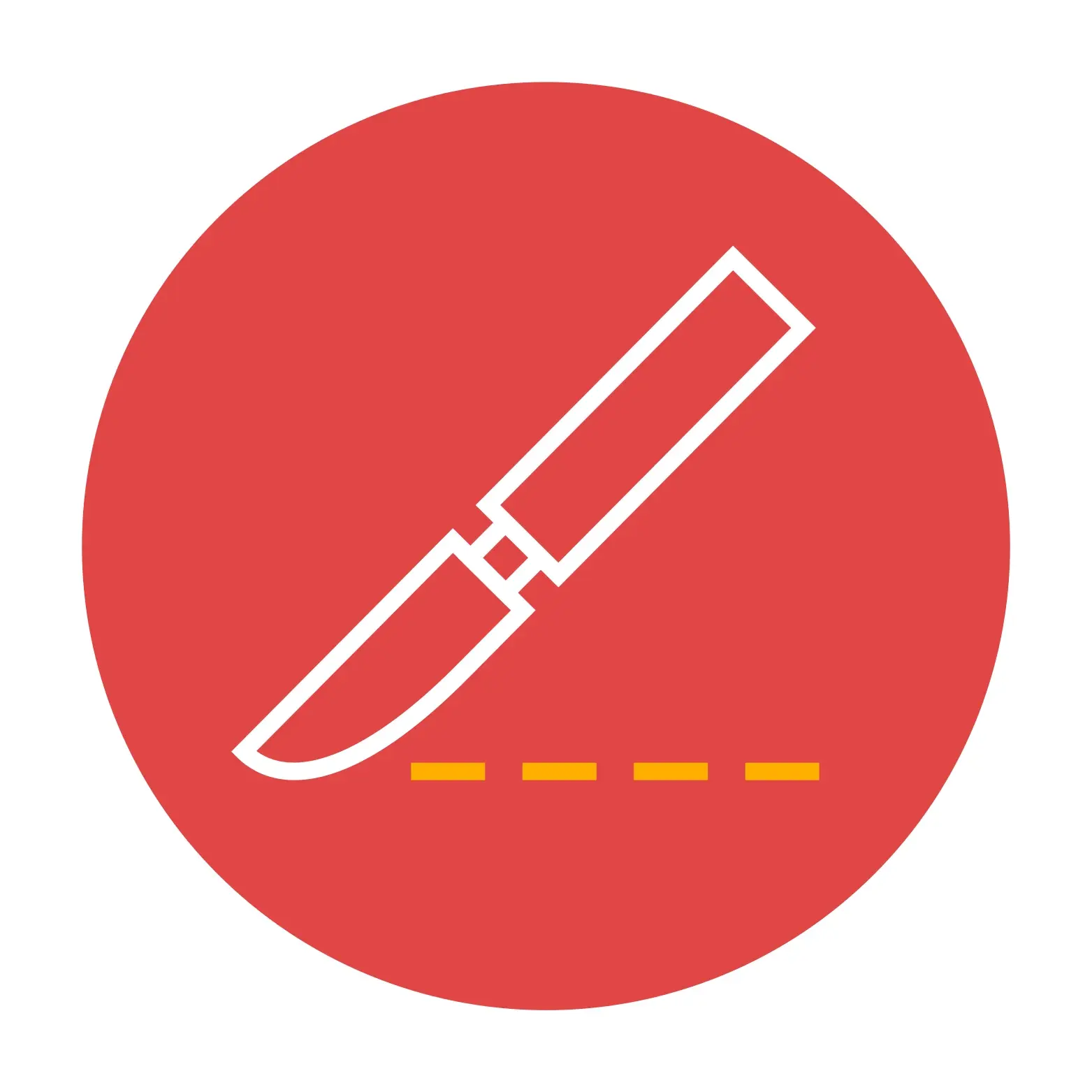 Un bisturí siguiendo el icono de una línea de puntos