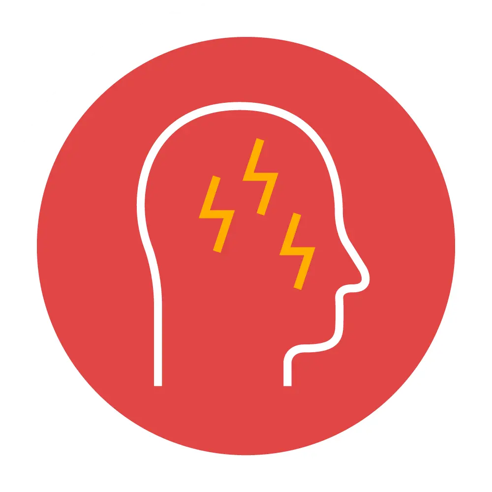 Une tête en proie à la douleur clignote