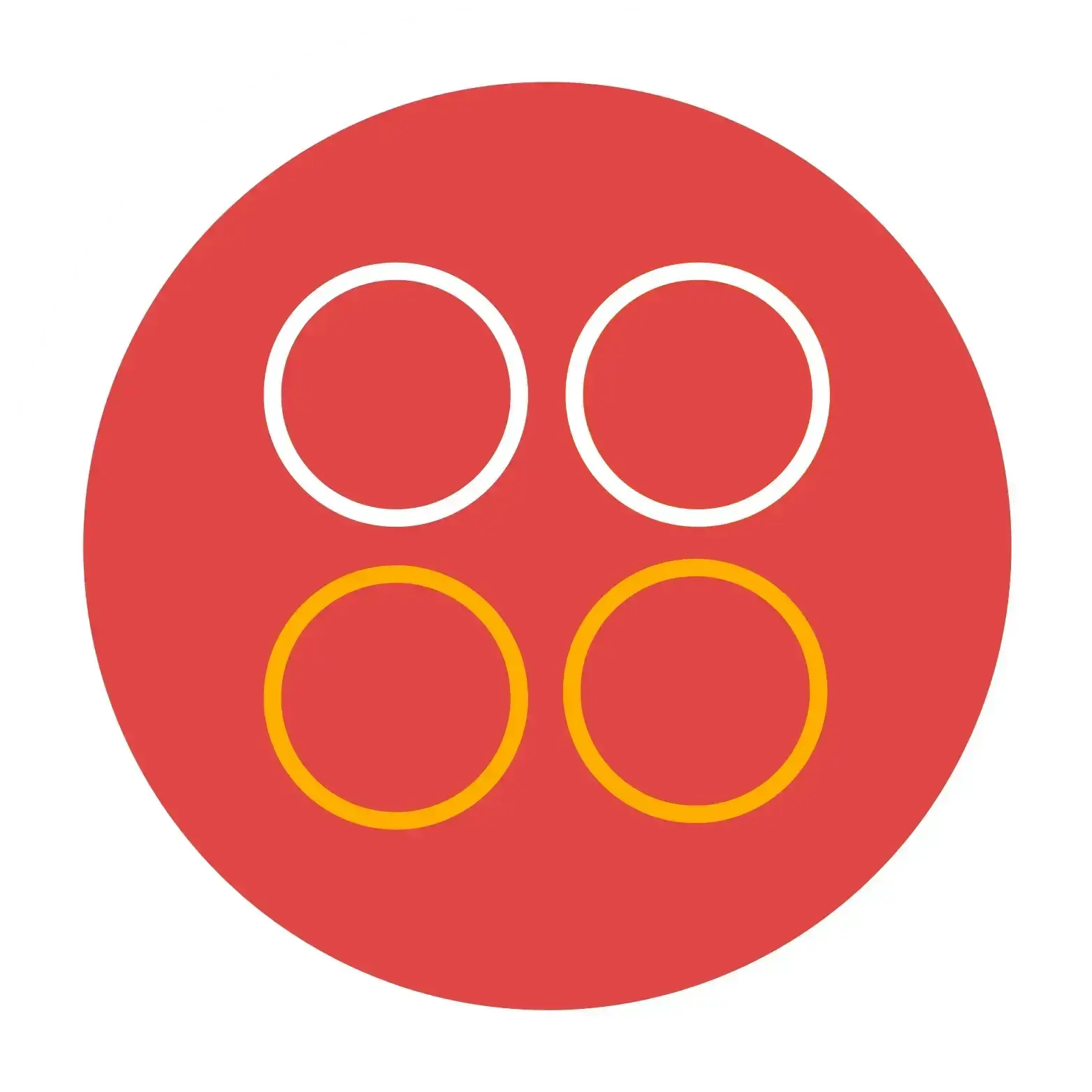 4 cercles dont 1 est blanc et les autres sont jaunes