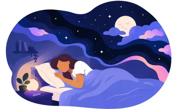 Illustration d'une femme endormie.